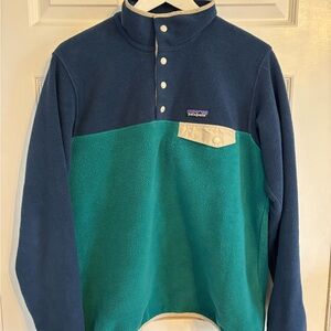 Patagonia Two-Tone Snap Pullover - Teal & Navy